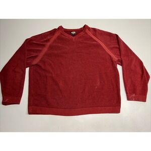 Tommy Bahama Mens Sweater Pullover Long Sleeve V Neck Rust Red 2XL Cotton Nylon‎